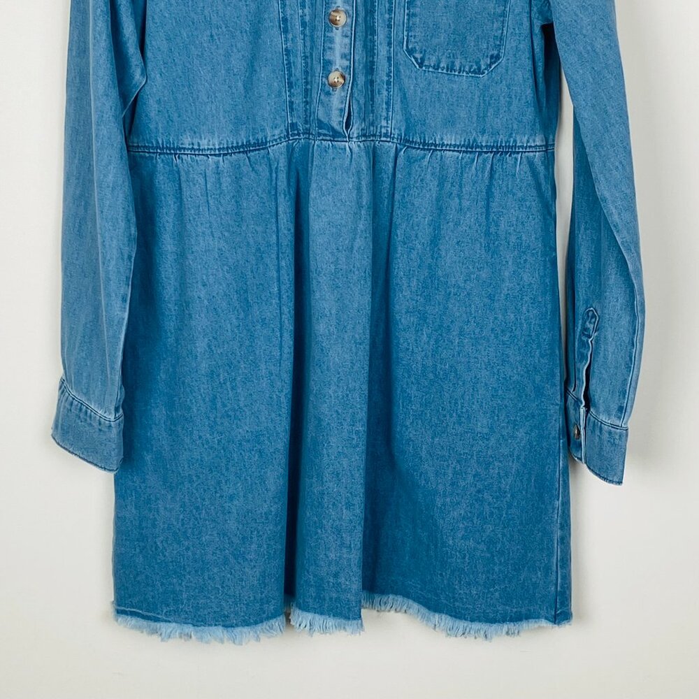 New Show Me Your Mumu Louisiana Denim Blue Dress Pockets 100% Cotton, Size M - Picture 4 of 13